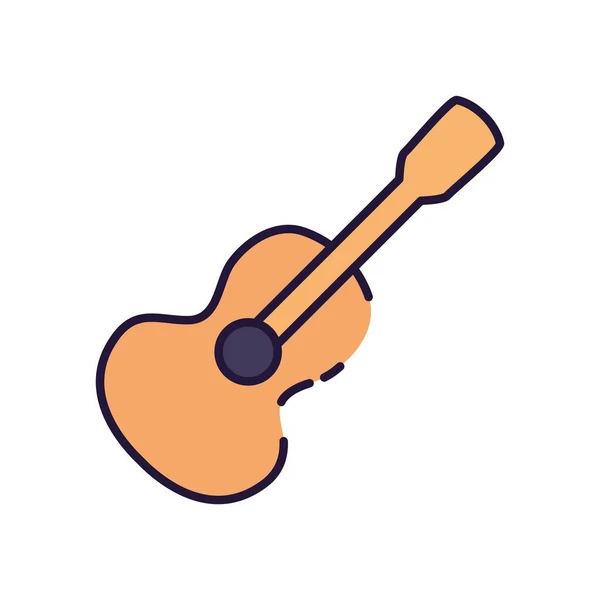 Diseño de vectores de icono de estilo de relleno de instrumento de guitarra de música aislada — Vector de stock