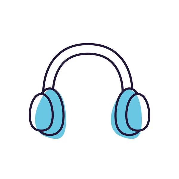 Auriculares de música aislados línea estilo icono de diseño vectorial — Vector de stock