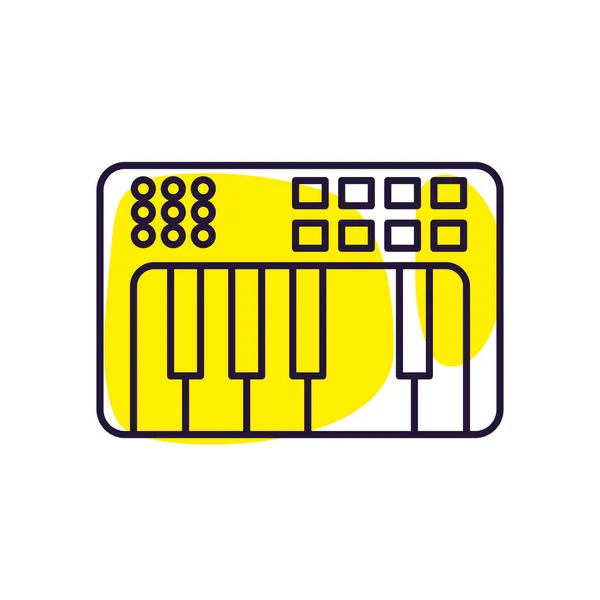 Música aislada piano instrumento línea estilo icono vector diseño — Vector de stock