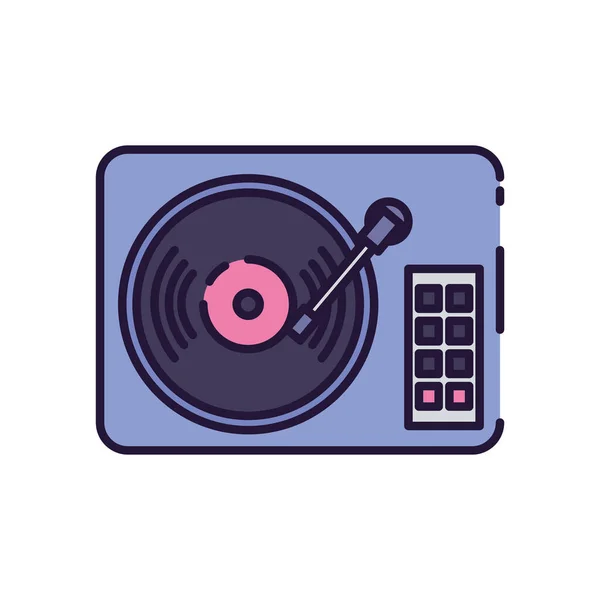 Diseño de vector de icono de estilo de relleno de tocadiscos de música aislada — Vector de stock