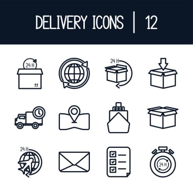 İzole edilmiş 12 dağıtım hattı biçim vektör dizaynı