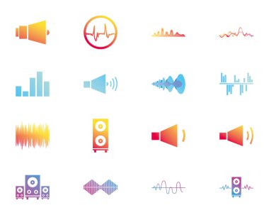 İzole dalgalar ve müzik gradyan biçim vektör tasarımı