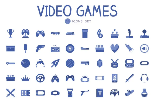 Isolerad 50 videogame linje stil ikon uppsättning vektor design — Stock vektor