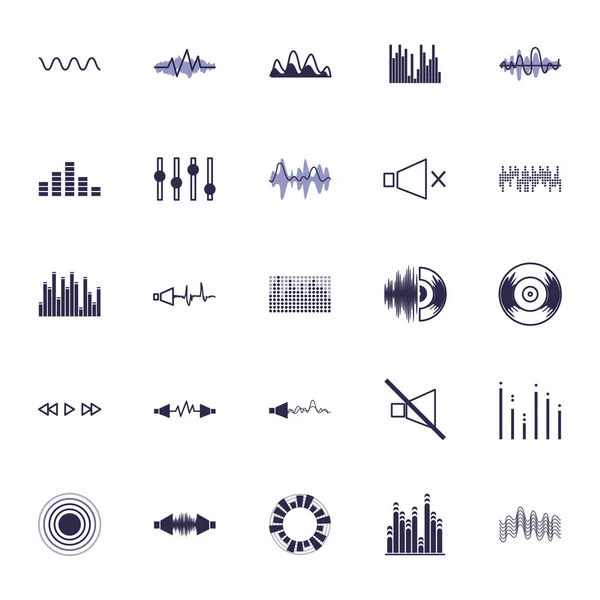 Ondas isoladas e design de vetor ícone de estilo de preenchimento de música — Vetor de Stock
