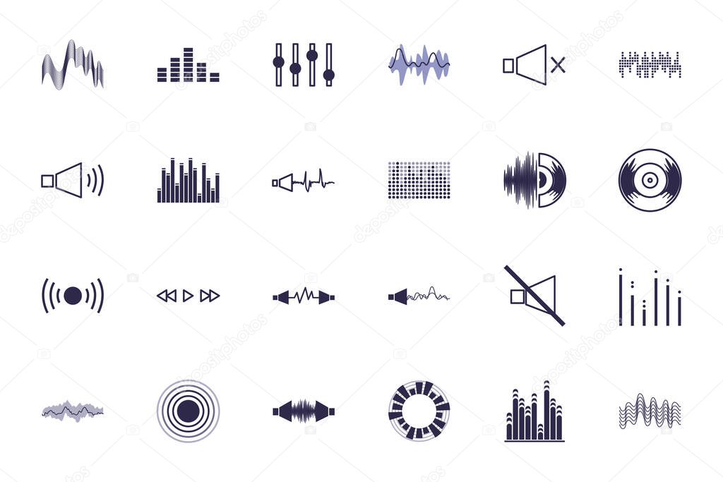 Isolated waves and music fill style icon vector design