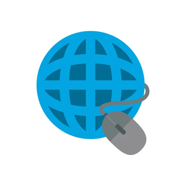 Esfera global isolada com design de vetor de ícone de estilo plano do mouse — Vetor de Stock