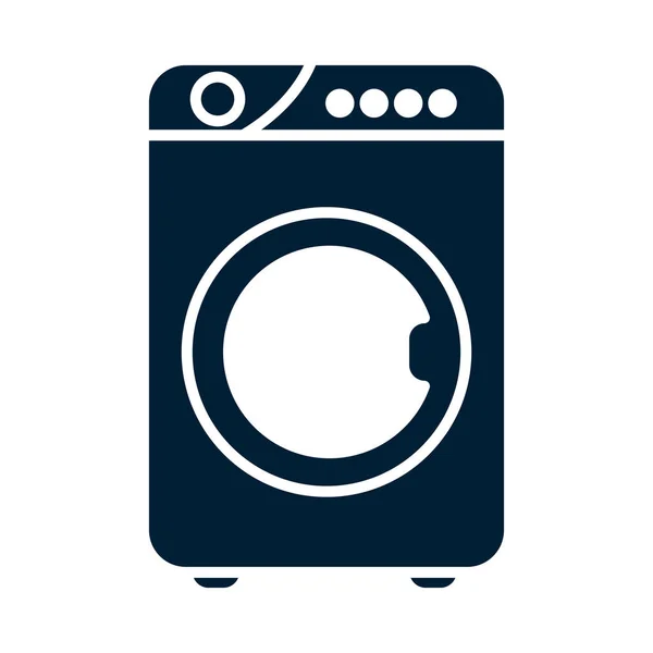 Máquina de lavar roupa design de vetor ícone estilo silhueta — Vetor de Stock