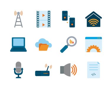 Teknoloji ve internet düz biçim vektör dizaynı
