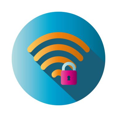 İzole edilmiş kablosuz ağ ve asma kilit blok gradyan biçim vektör tasarımı