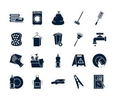 Temizleme servisi silueti biçim ikonu vektör tasarımı