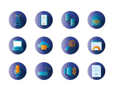 Teknoloji ve internet bloğu gradyan biçim ikonu vektör tasarımı