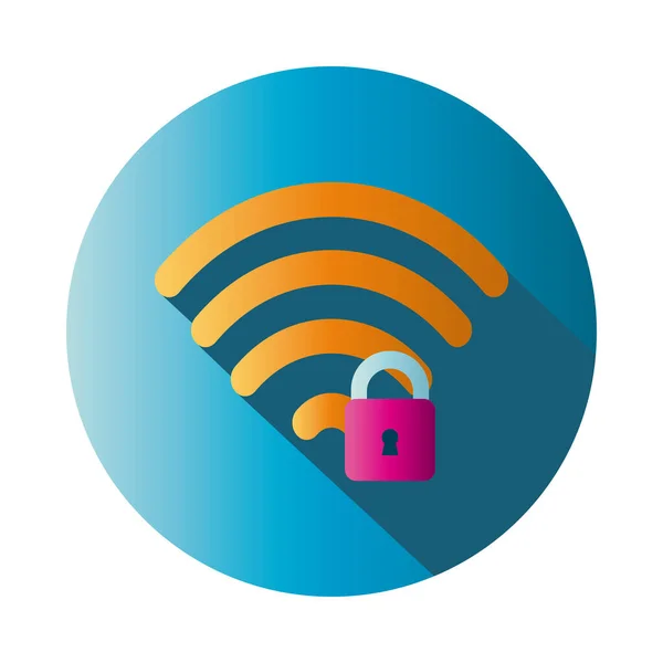 Isolated wifi and padlock block gradient style icon vector design — Stock Vector