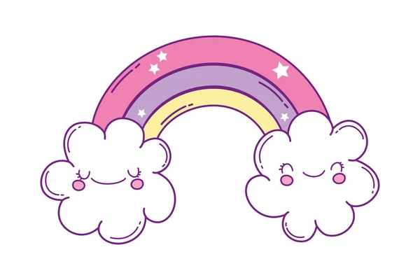 かわいい虹の漫画のベクトルデザイン — ストックベクタ