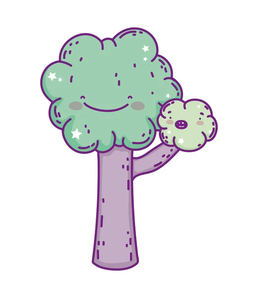 Kawaii árbol de dibujos animados diseño de vectores — Vector de stock