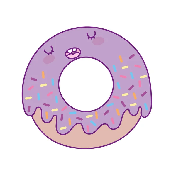 Kawaii donut diseño de vectores de dibujos animados — Archivo Imágenes Vectoriales