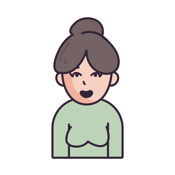 Изолированный аватар женщина со свитером стиль заполнения иконки векторный дизайн — стоковый вектор
