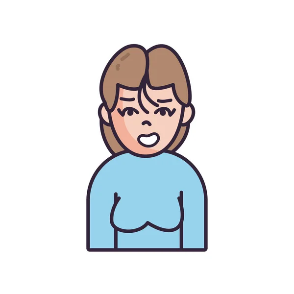 Isolato avatar donna crescita maglione riempire stile icona vettoriale design — Vettoriale Stock