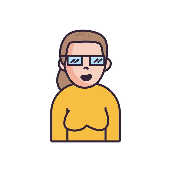 Isolated avatar woman wth glasses and sweater fill style icon vector design — Stockvektor