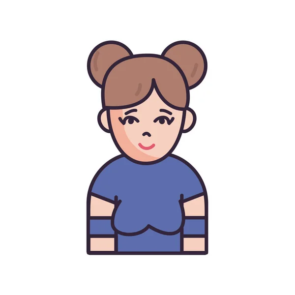 Mujer avatar aislado con blusa estilo de relleno icono de diseño vectorial — Vector de stock