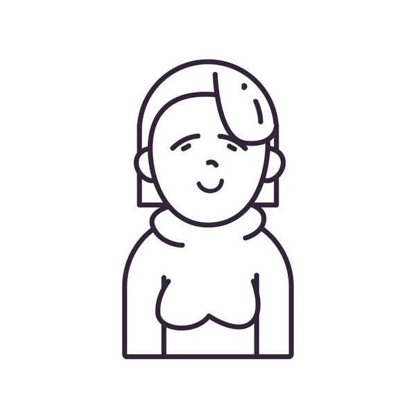 Isolé avatar femme wth pull ligne style icône vectoriel design — Image vectorielle