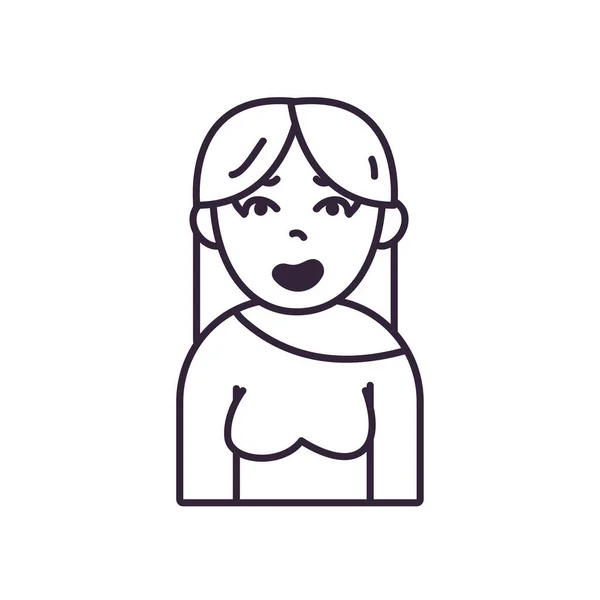 Aislado avatar mujer wth línea de suéter estilo icono de diseño de vectores — Vector de stock