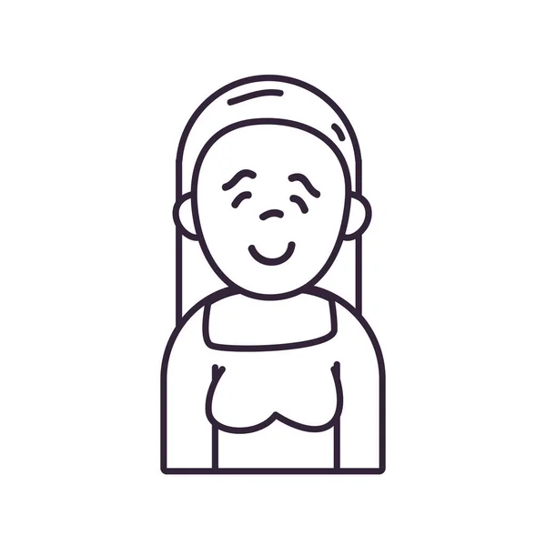 Mujer avatar aislado con la línea de blusa icono de estilo de diseño de vectores — Vector de stock