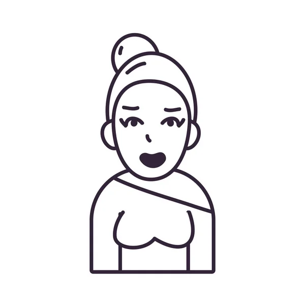 Süveter çizgisi biçim vektör tasarımı ile izole edilmiş avatar kadın — Stok Vektör