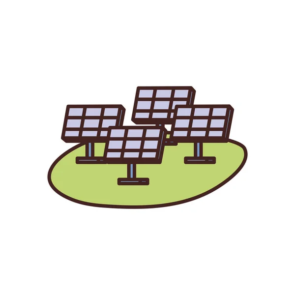 Paneles solares aislados llenan diseño de vectores de iconos de estilo — Vector de stock