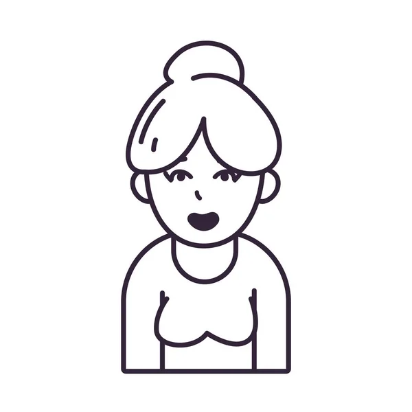 Aislado avatar mujer wth línea de suéter estilo icono de diseño de vectores — Vector de stock