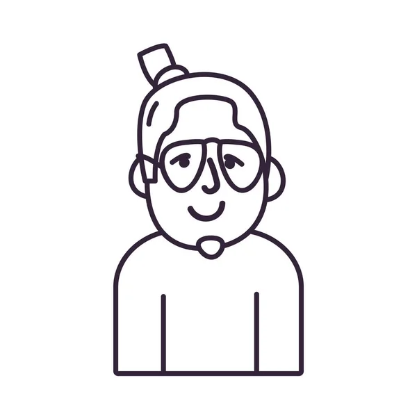 Isolated avatar man with glasses line style icon vector design — Stock vektor
