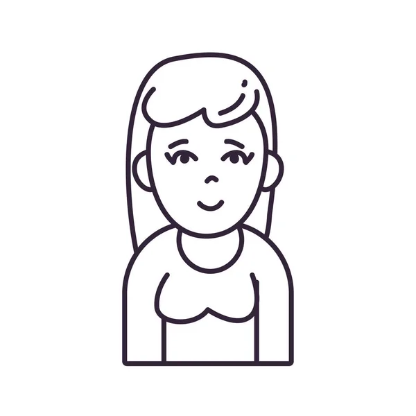 Aislado avatar mujer wth línea de suéter estilo icono de diseño de vectores — Vector de stock