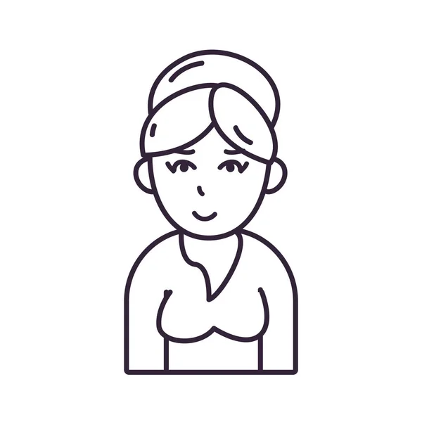 Mujer avatar aislado con la línea de blusa icono de estilo de diseño de vectores — Vector de stock