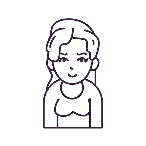 Aislado avatar mujer wth línea de suéter estilo icono de diseño de vectores — Vector de stock