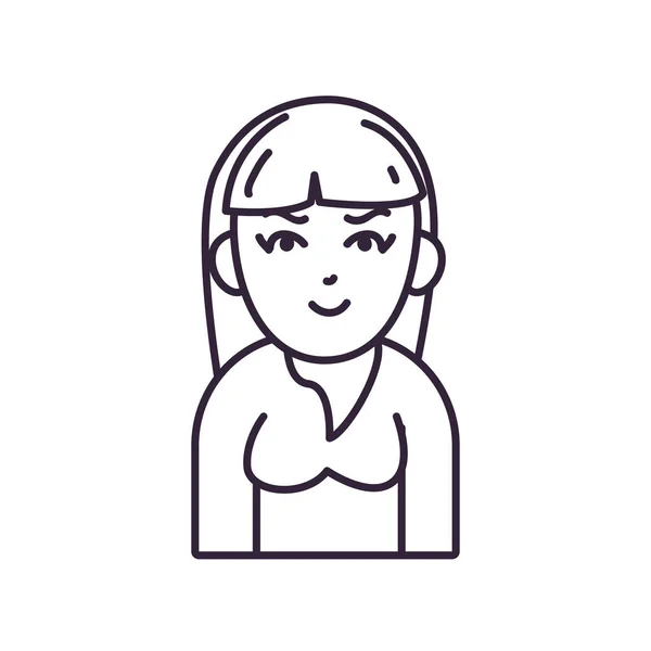 Mulher avatar isolado com blusa linha estilo ícone vetor design —  Vetores de Stock