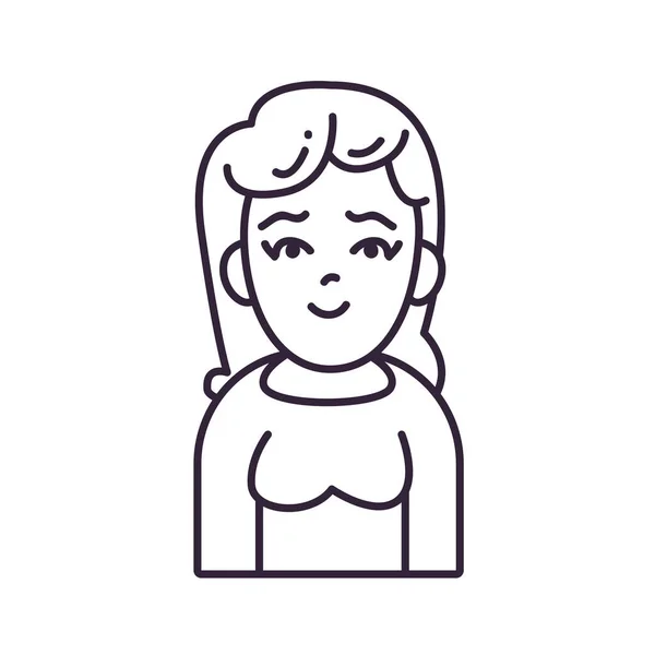 Avatar isolé femme avec pull ligne style icône vectoriel design — Image vectorielle
