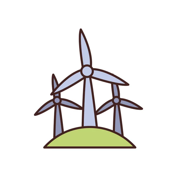 Moinhos de vento eco isolados preenchem design de vetor ícone de estilo —  Vetores de Stock