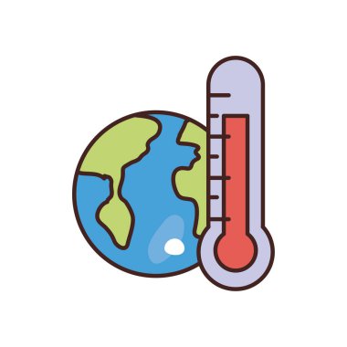 Isolated world with thermometer fill style icon vector design