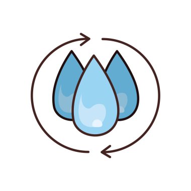 Isolated water drops inside arrows fill style icon vector design