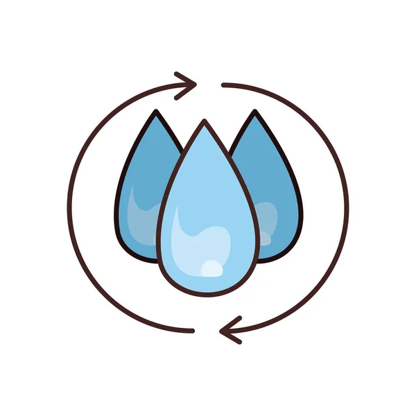Isolated water drops inside arrows fill style icon vector design — Stockvector