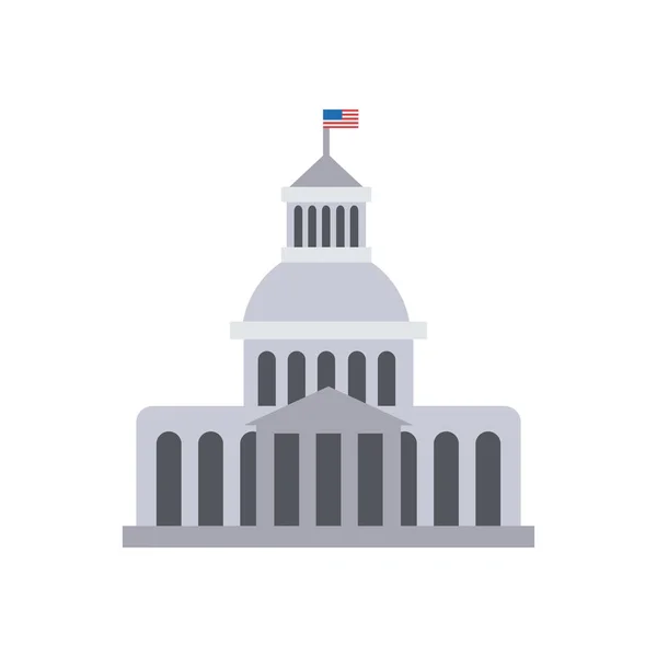 Edificio de EE.UU. con diseño de vectores icono de estilo de relleno bandera — Vector de stock