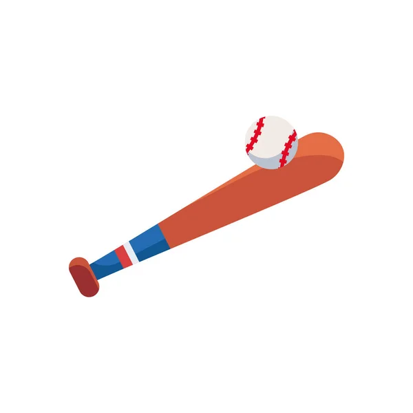 Isolated stick and ball of baseball sport fill style icon vector design — Stok Vektör