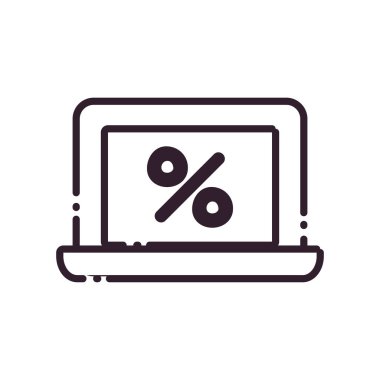 laptop with percentage line style icon vector design