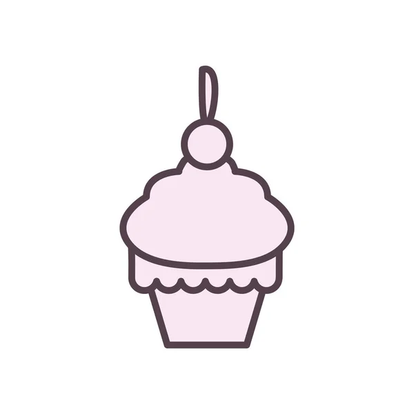 Design de vetor de ícone de estilo de linha de sobremesa cupcake isolado — Vetor de Stock
