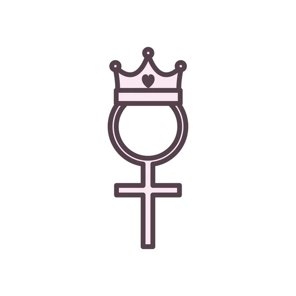 Género femenino aislado con diseño de vectores de iconos de línea de corona — Vector de stock