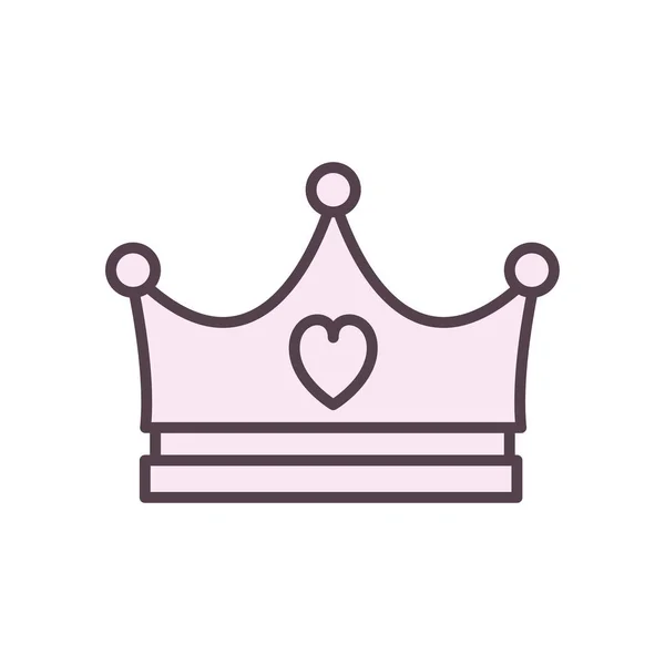 Isolated crown with heart line style icon vector design — 스톡 벡터