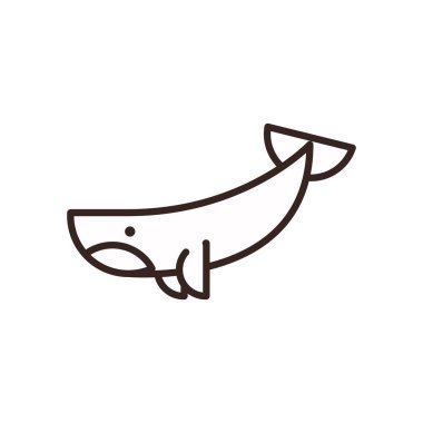 Cute whale cartoon line style icon vector design