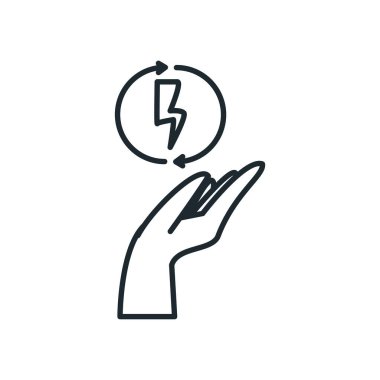 Isolated thunder inside arrows over hand line style icon vector design