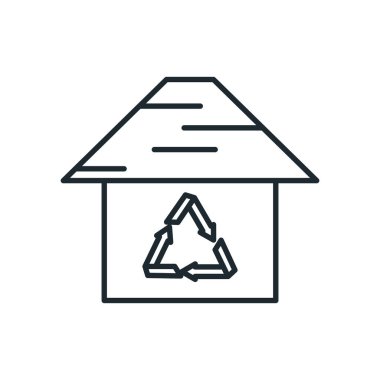 house with recycle symbol inside house line style icon vector design