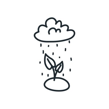 plant in the rain line style icon vector design