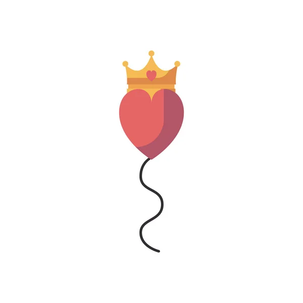 Isolated heart balloon with crown fill style icon vector design — Wektor stockowy